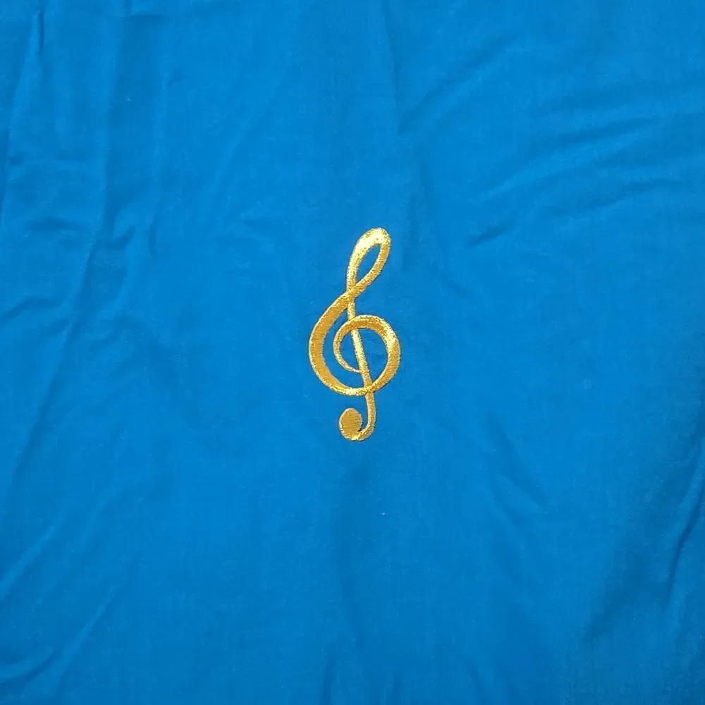 Las Olas Womens Size LARGE Embroidered BLUE Music Notes Button-Down Shirt - Picture 9 of 9
